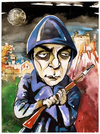 Italo Calvino representado como un joven durante la Segunda Guerra Mundial de Neale Osborne